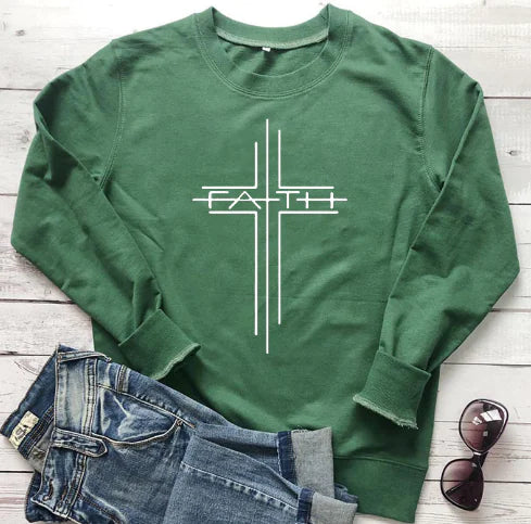Faith Cross Graphic Women's Casual Sweatshirt