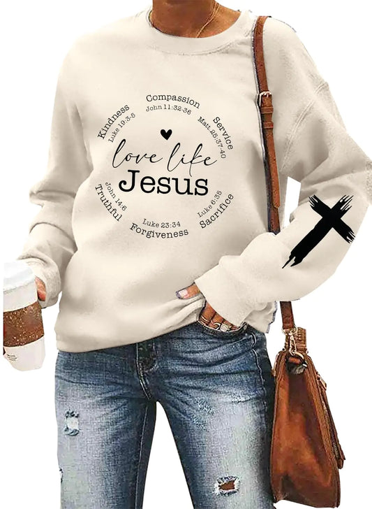 Sweatshirts Women| Love Like Jesus  Inspirational |Long Sleeve Pullover