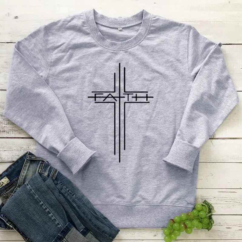 Faith Cross Graphic Women's Casual Sweatshirt
