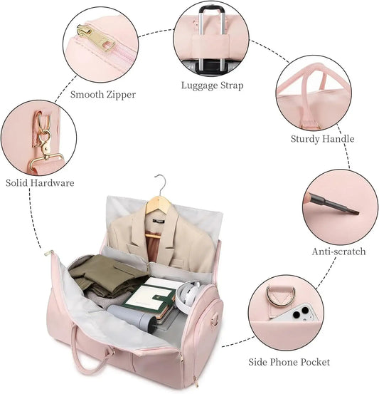 Convertible 2-In-1 Travel Garment Duffel Bag For Women