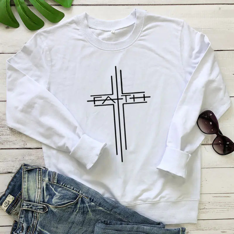 Faith Cross Graphic Women's Casual Sweatshirt